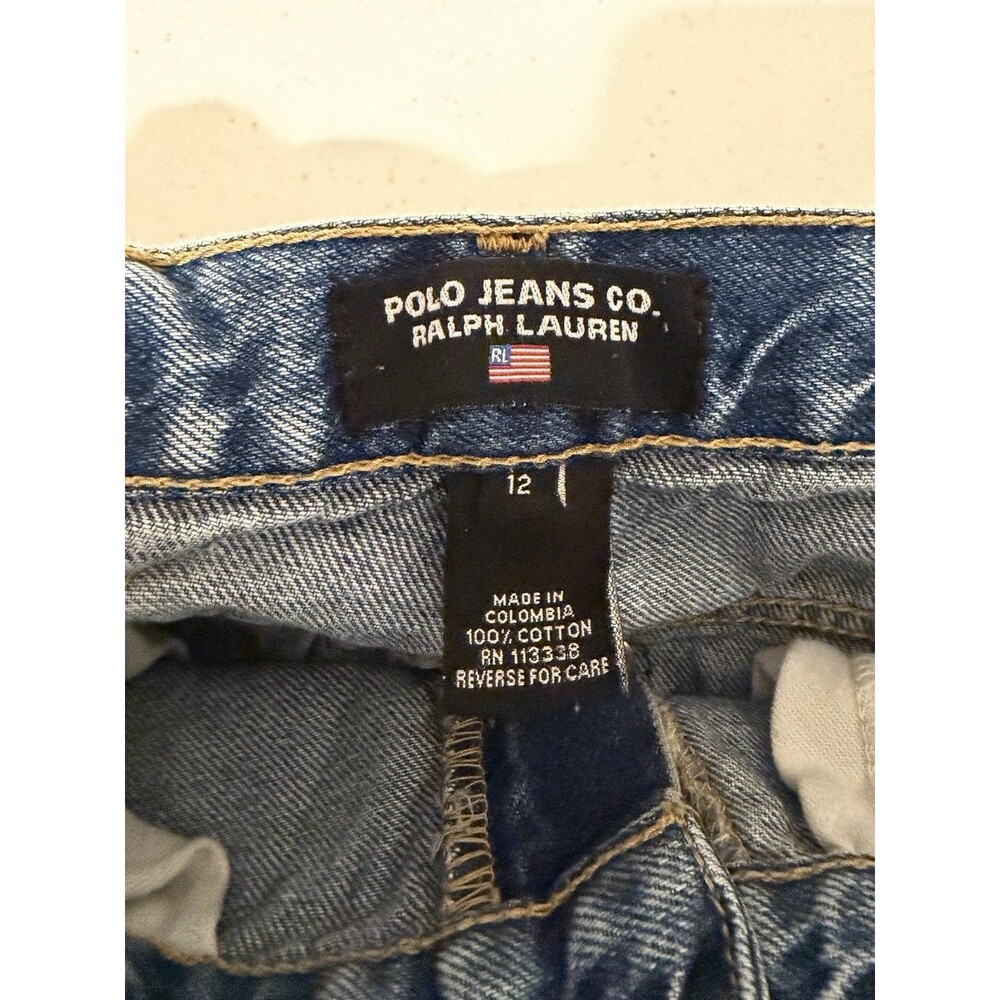 Vintage Polo Jeans Co Ralph Lauren Girls 12 Wide Leg Jeans Y2K 100% Cotton - Picture 3 of 8